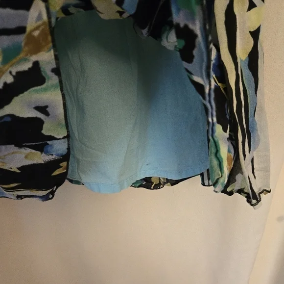 Floral A-Line Tiered Boho Crinkle Skirt -Watercolor Print - Picture 3 of 3